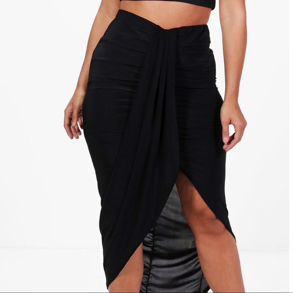 ***NWT**  Black Wrap Front Maxi Skirt